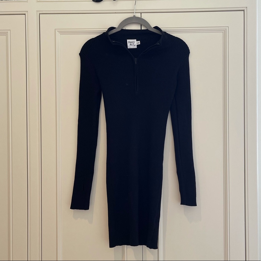 Princess Polly Black Zip up Mini dress
